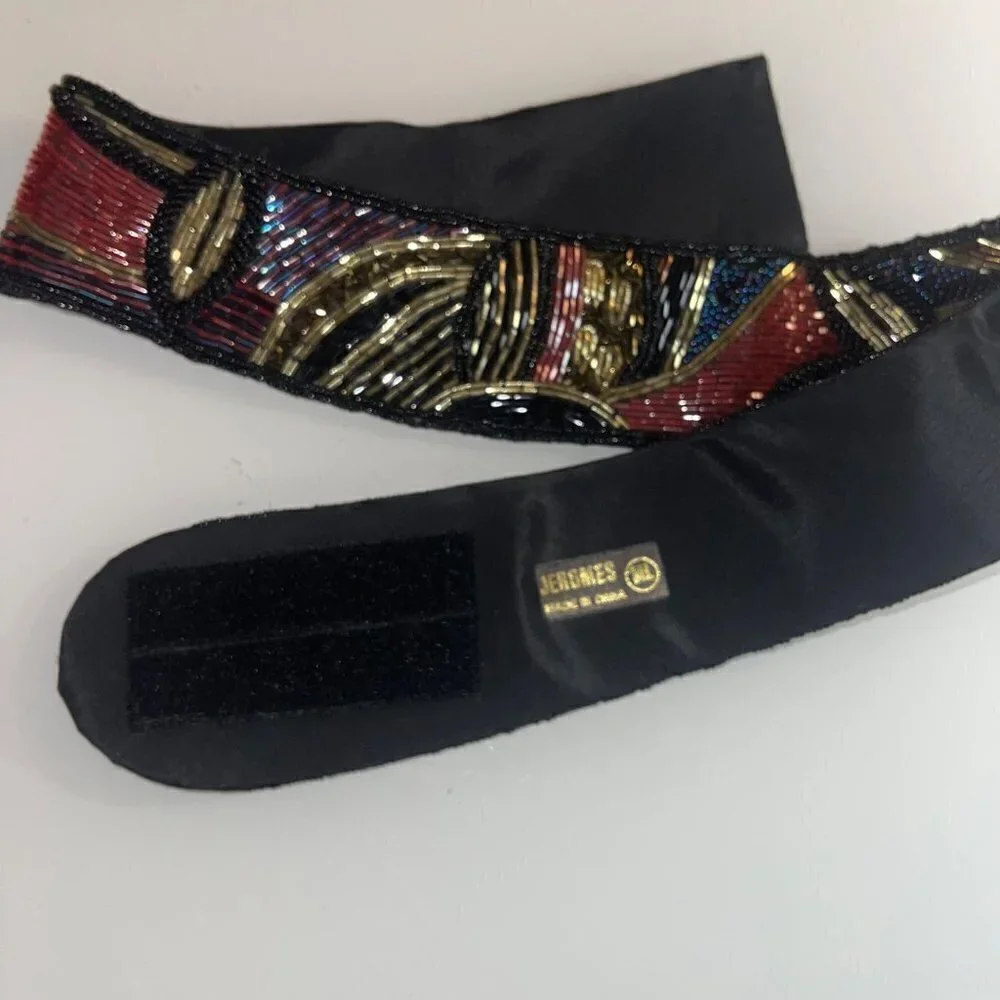 Jeromes Vintage Womens Belt Size Large Multicolor Beaded Hip Velcro China
